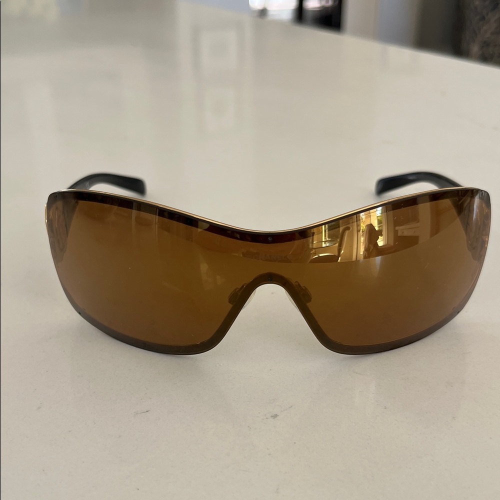 CHANEL Gold and Black Sunglasses